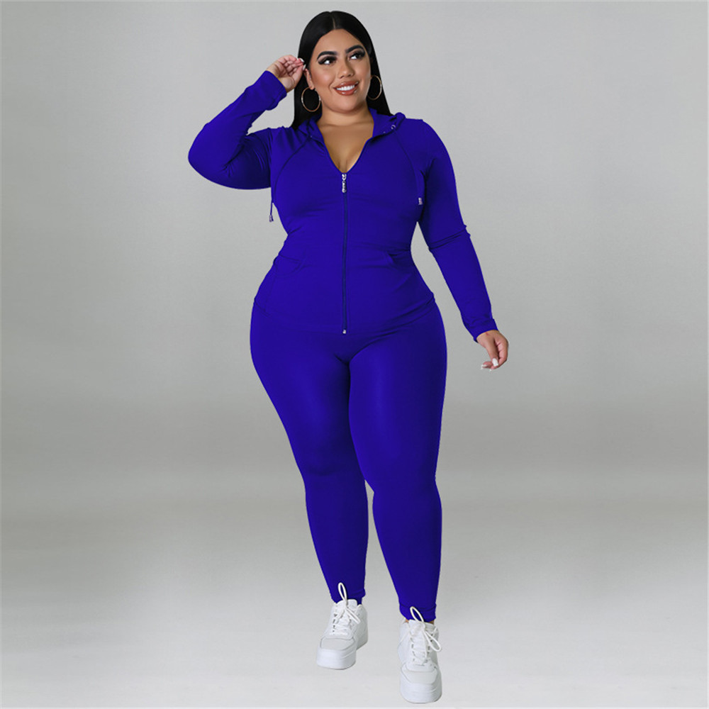Plus size 3XL 4XL 5XL Tracksuits Women Two Piece Set Fall Winter Clothes Long Sleeve Outfits Hooded Jacket And Pants Fitness Sweatsuits Casual Sportsw
