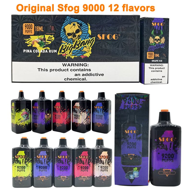 Original Sfog 9000 puffs Disposable Vape 18ml 950mah mesh coils rechargable battery Prefilled device Authorized electronic cigarette
Original Sfog 9000 puffs Disposable Vape 18ml 950mah mesh coils rechargable battery Prefilled device Authorized electronic cigarette