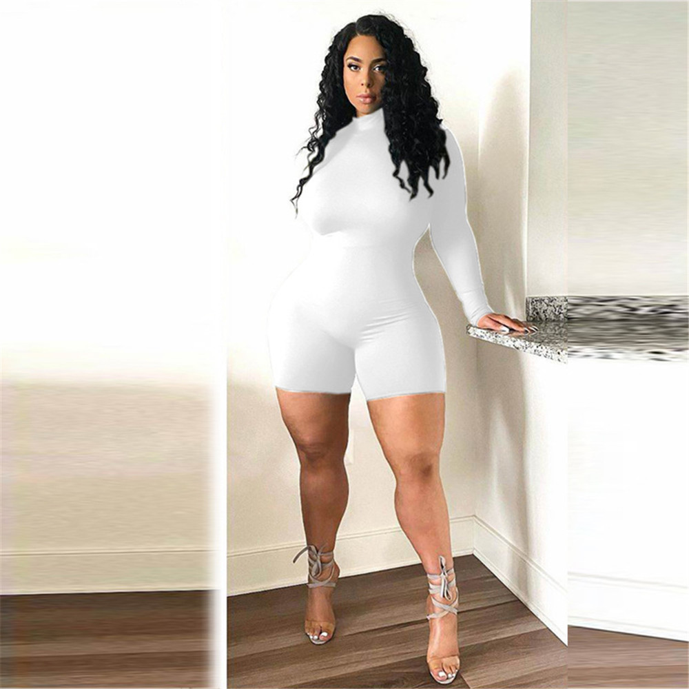 2023 NEW Long Sleeve Rompers Spring Summer Women Bodycon Jumpsuits Casual Solid Skinny Playsuits One Piece Outfits Female Silm Playsuits Overalls 8149