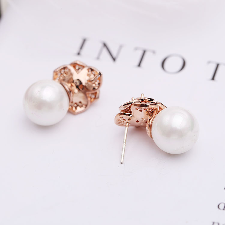 Elegant Freshwater Camellia Flower Earrings for Women Dia Zircon Stud Ball Pearl Earring Fashion Wedding Jewelry Nice Gift ddmythur