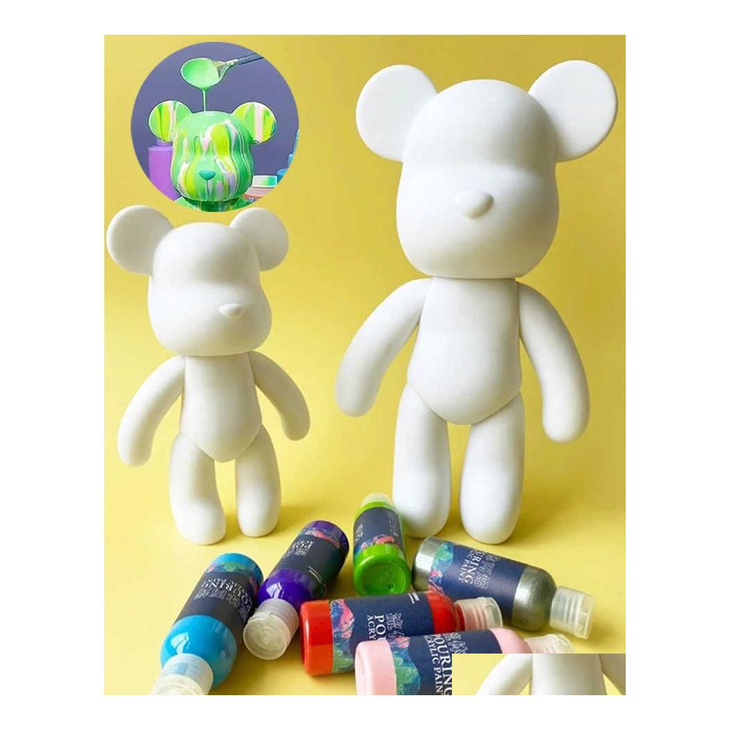 

Novelty Games Diy Fluid Bear Scpture Handmade Parentchild Toy Violent 23Cm Graffiti Painting Bearbrick Doll Gift Ornaments Drop Deli Dh0Dn