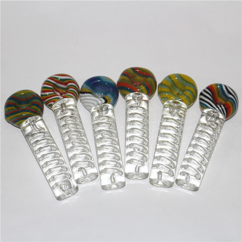 Glycerin Coil Freezable Pipe Glass Smoking Freeze Hand Pipes Spoon Water Bongs Bowl Bubbler Dry Herb