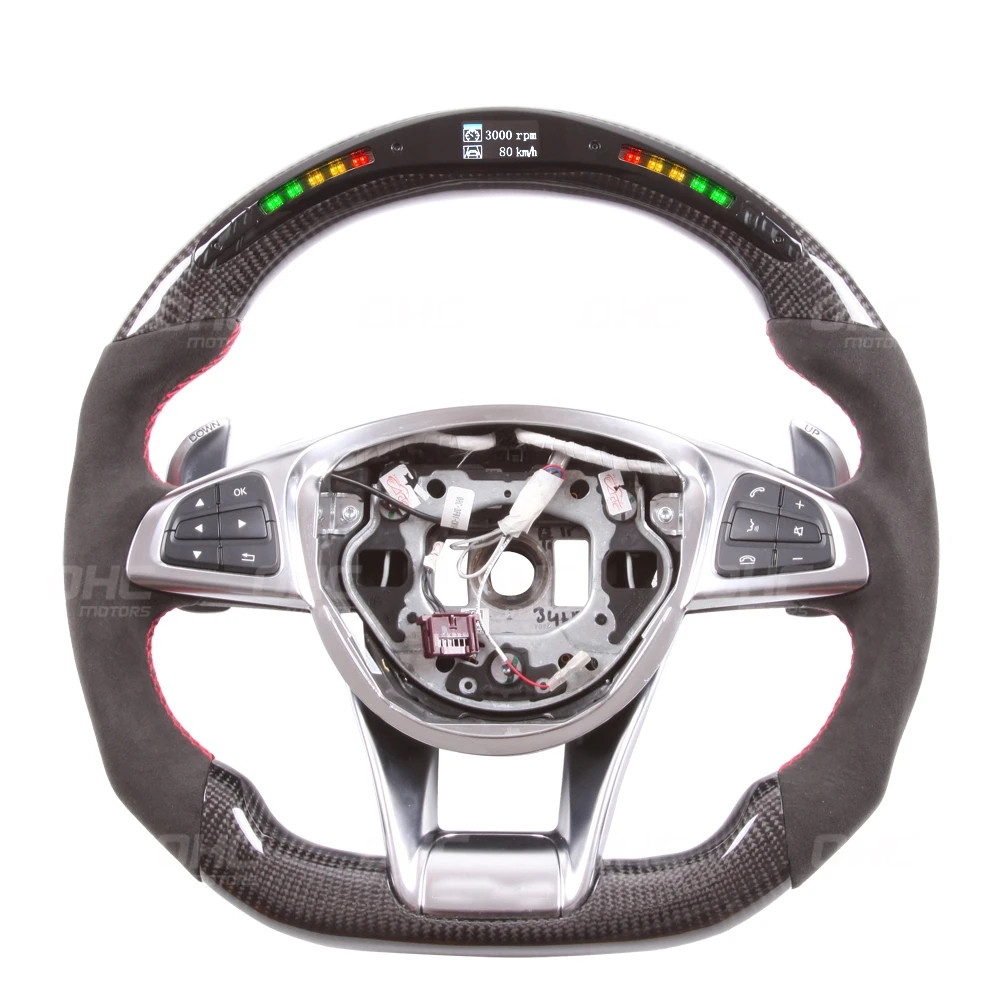 Carbon Fiber LED Performance Steering Wheels compatible for W204 W205 A45 A63 C45 C63 GLE63 AMG E63