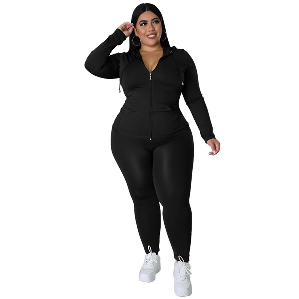 Plus size 3XL 4XL 5XL Tracksuits Women Two Piece Set Fall Winter Clothes Long Sleeve Outfits Hooded Jacket And Pants Fitness Sweatsuits Casual Sportsw