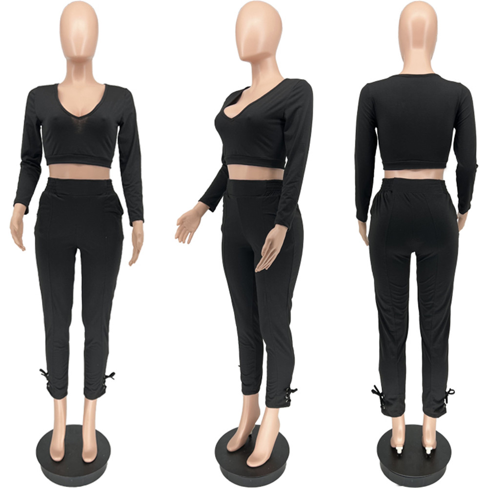 Designer Plus size 3XL 4XL 5XL Women Tracksuits Spring Outfits Long Sleeve V neck Pullover Top and Pants Casual Solid Sportswear Outwork Sweatsuits Sp