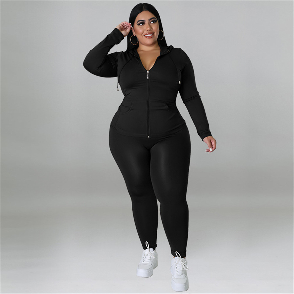 Plus size 3XL 4XL 5XL Tracksuits Women Two Piece Set Fall Winter Clothes Long Sleeve Outfits Hooded Jacket And Pants Fitness Sweatsuits Casual Sportsw