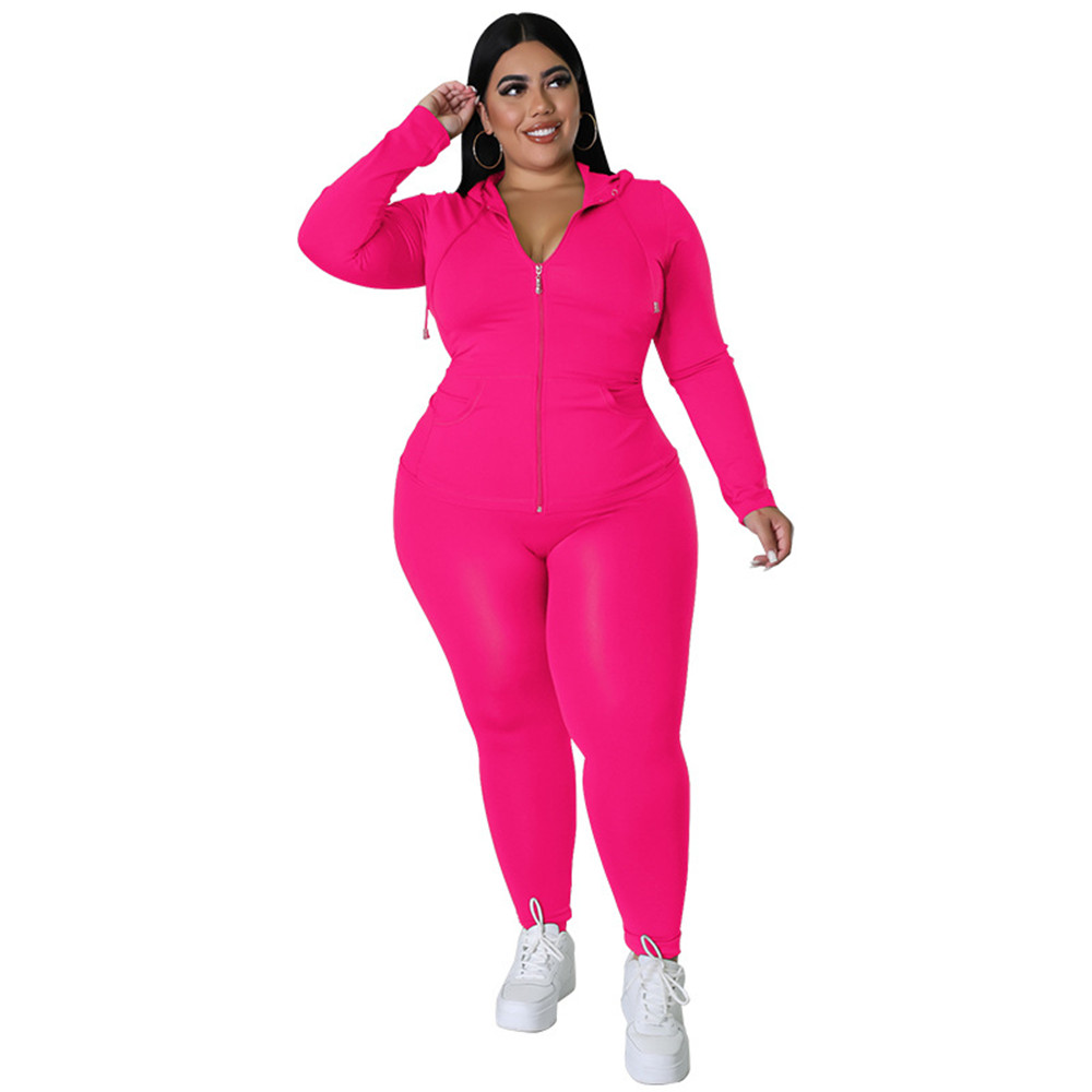 Plus size 3XL 4XL 5XL Tracksuits Women Two Piece Set Fall Winter Clothes Long Sleeve Outfits Hooded Jacket And Pants Fitness Sweatsuits Casual Sportsw