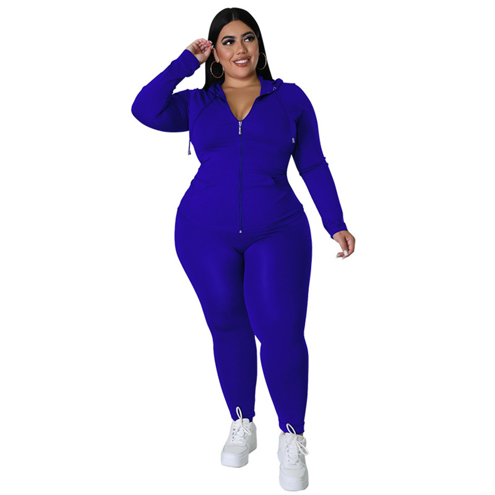 Plus size 3XL 4XL 5XL Tracksuits Women Two Piece Set Fall Winter Clothes Long Sleeve Outfits Hooded Jacket And Pants Fitness Sweatsuits Casual Sportsw