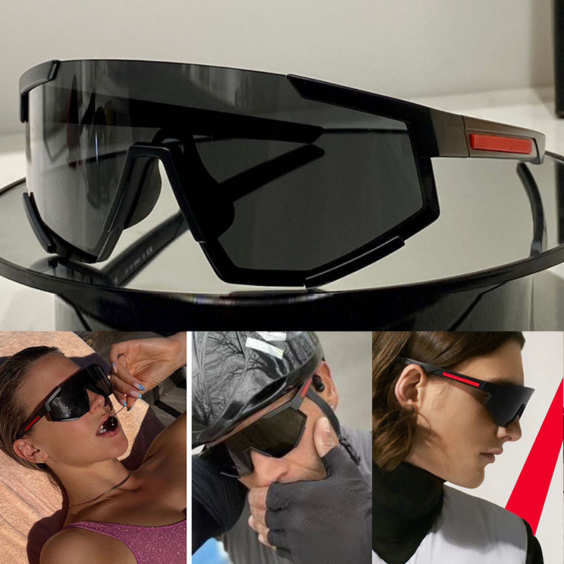mens designer sunglasses SPS04W outdoor dynamic design Large wraparound active glasses protection Nylon frame front in rubberized black linearity eyewear woemen