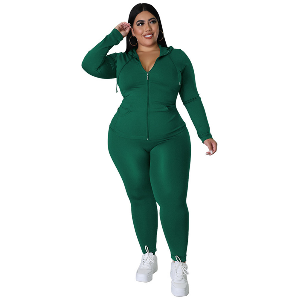Plus size 3XL 4XL 5XL Tracksuits Women Two Piece Set Fall Winter Clothes Long Sleeve Outfits Hooded Jacket And Pants Fitness Sweatsuits Casual Sportsw