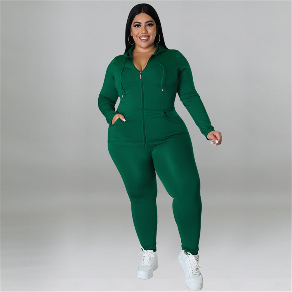 Plus size 3XL 4XL 5XL Tracksuits Women Two Piece Set Fall Winter Clothes Long Sleeve Outfits Hooded Jacket And Pants Fitness Sweatsuits Casual Sportsw
