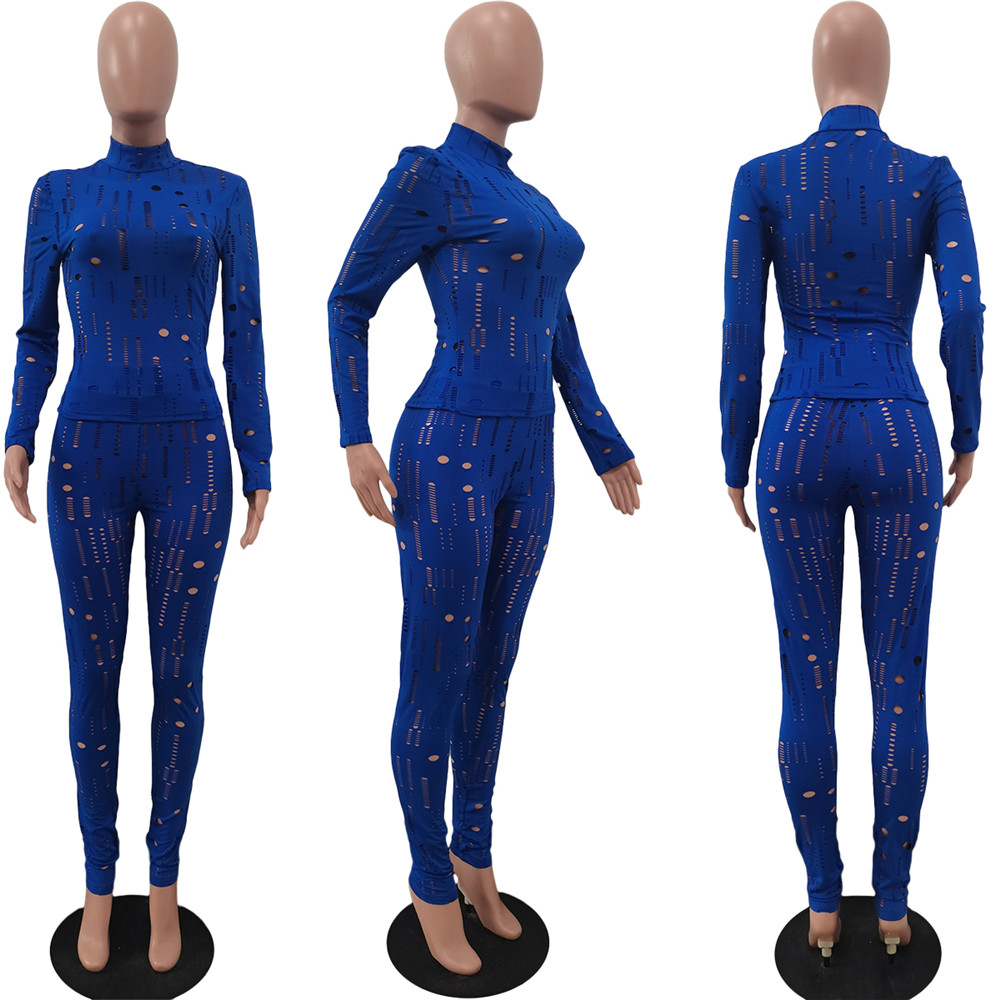 Designer Fall Winter Outfits Women Tracksuits Two Piece Sets Ripped Sweatsuits Long Sleeve Pullover Top and Pants Casual Outwork Sportswear Sports sui