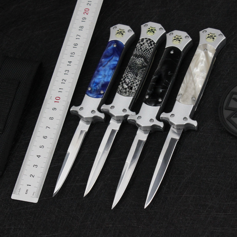 9 inch Italian Tactical AUTO OTF knife 440 Blade, Acrylic handle outdoor Camping EDC Pocket Automatic Knives 
9 inch Italian Tactical AUTO OTF knife 440 Blade, Acrylic handle outdoor Camping EDC Pocket Automatic Knives