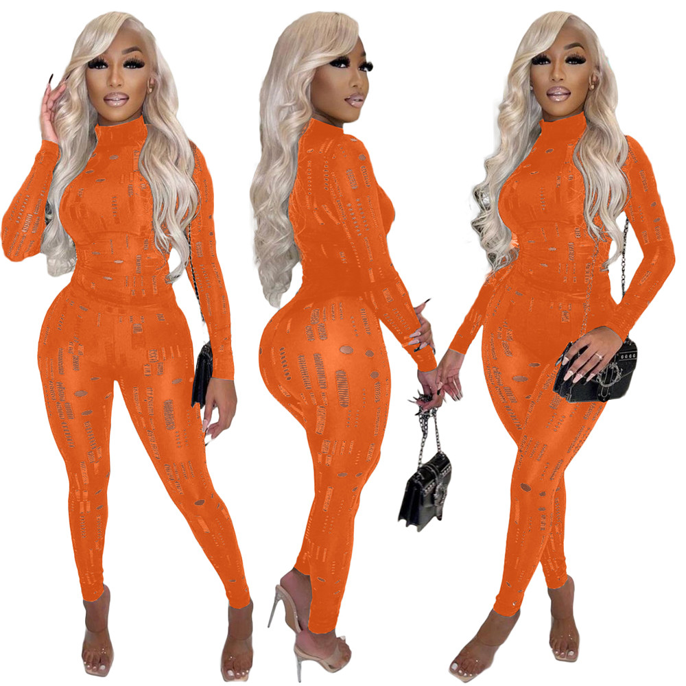 Designer Fall Winter Outfits Women Tracksuits Two Piece Sets Ripped Sweatsuits Long Sleeve Pullover Top and Pants Casual Outwork Sportswear Sports sui