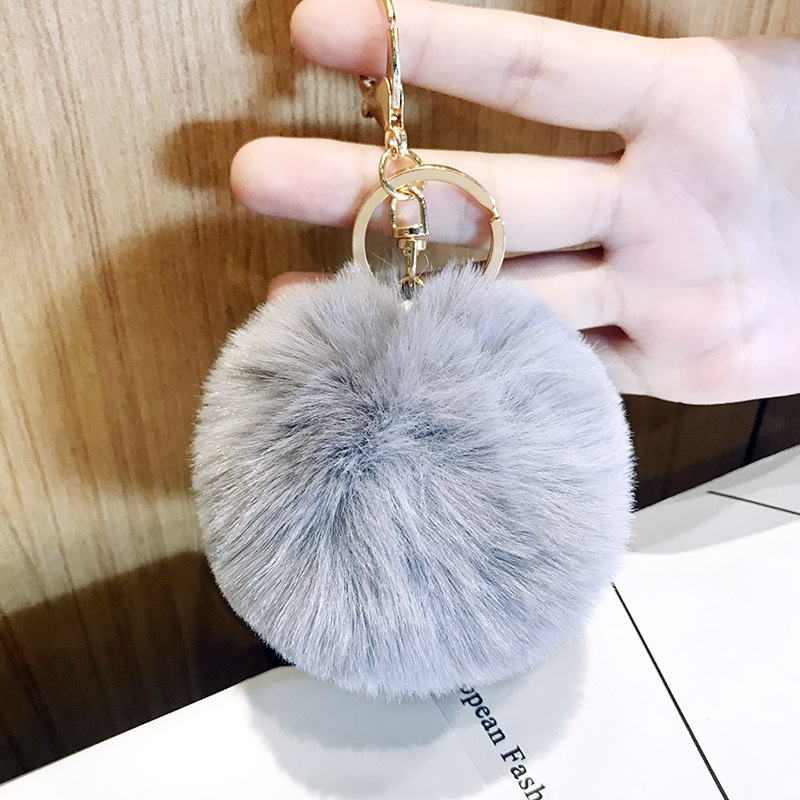 Pom Poms Key Rings Fluffy Ball Faux Rabbit Fur Keychain for Women Girls Hats Bags Key Chain Knitting Accessories Promotion Gift Whole Price