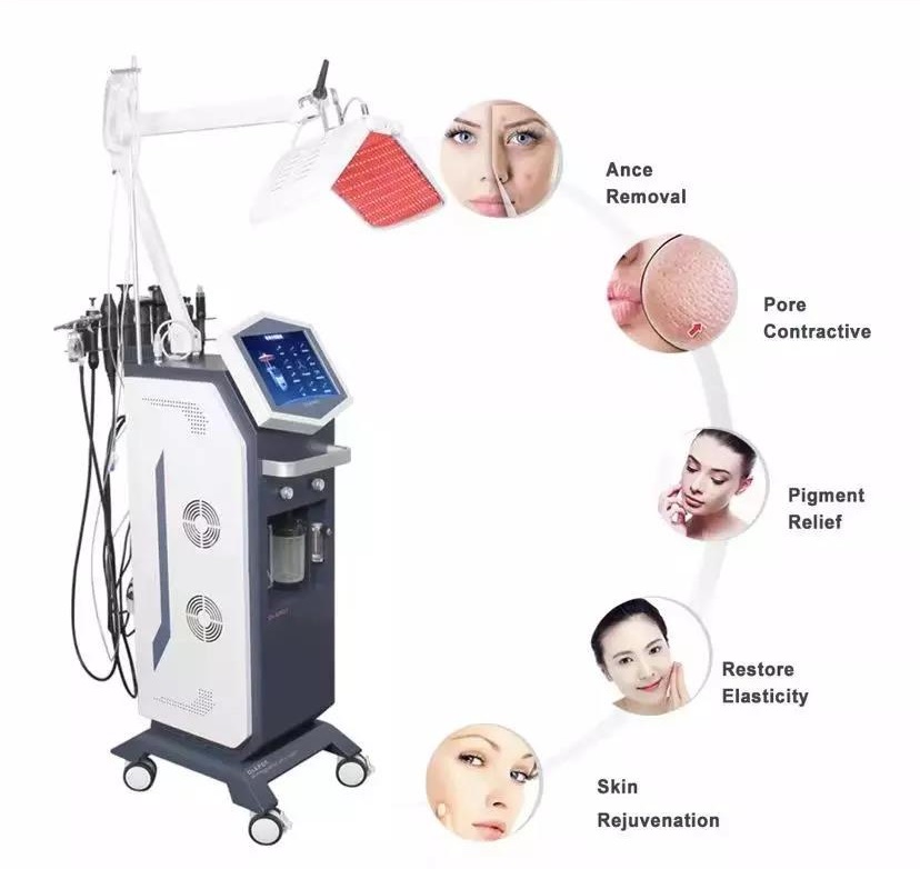 New design 13 in 1 Microdermabrasion water oxygen jet aqua peel facial machine with photon led light therapy