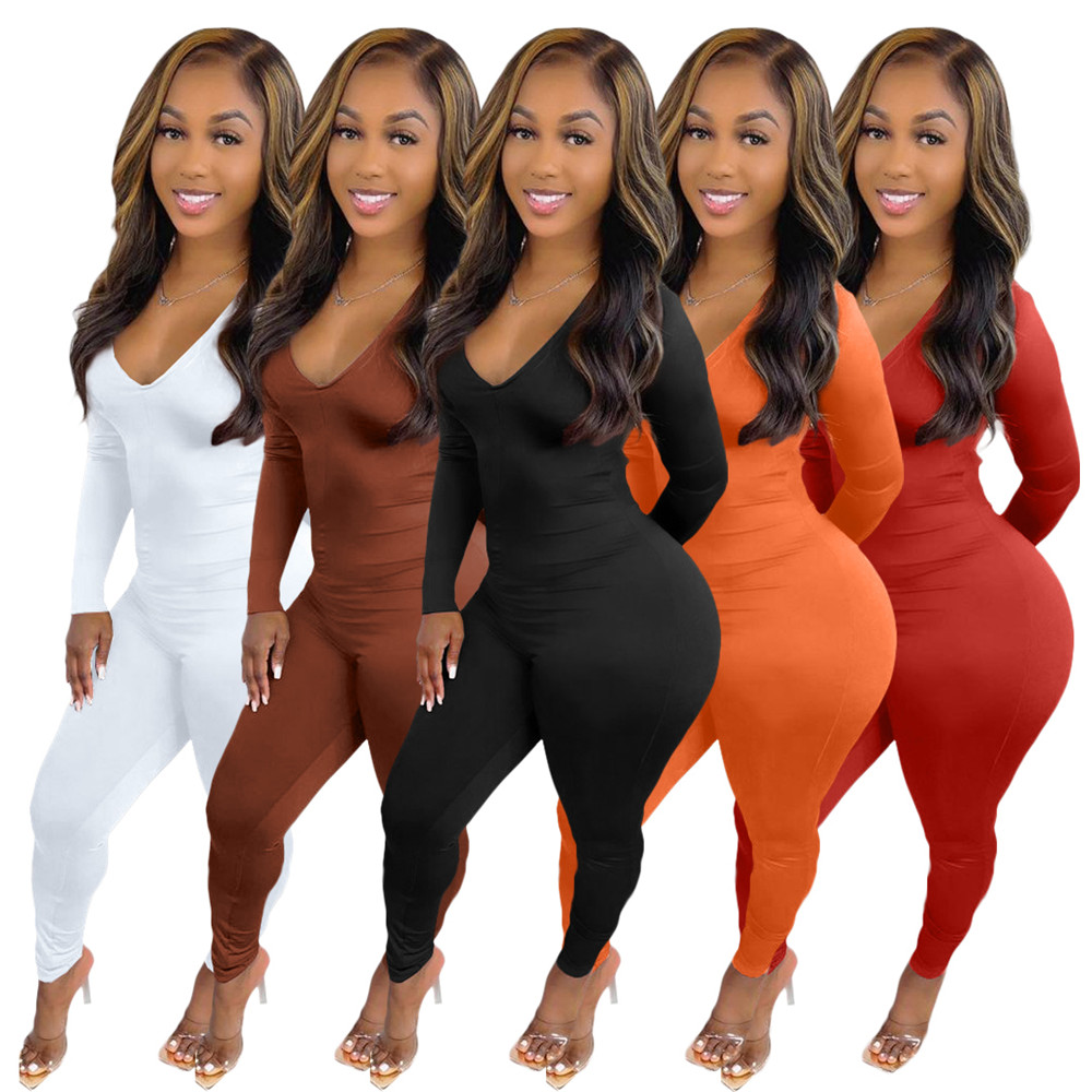 2023 Designer Jumpsuits Women Long Sleeve Bodycon Rompers Sexy V neck cut out Jumpsuits Skinny One Piece Outfits Casaul Overalls leggings Streetwear 9207, White
2023 Designer Jumpsuits Women Long Sleeve Bodycon Rompers Sexy V neck cut out Jumpsuits Skinny One Piece Outfits Casaul Overalls leggings Streetwear 9207, White
