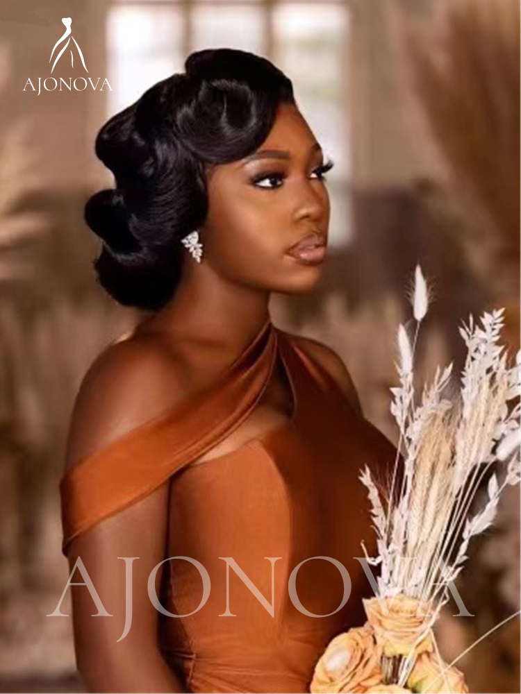 Burnt Orange Mermaid Bridesmaid Dresses Sexy Side Split Backless Satin Long Wedding Party Dress Elegant Miad of Honor Evening Wear BC11220