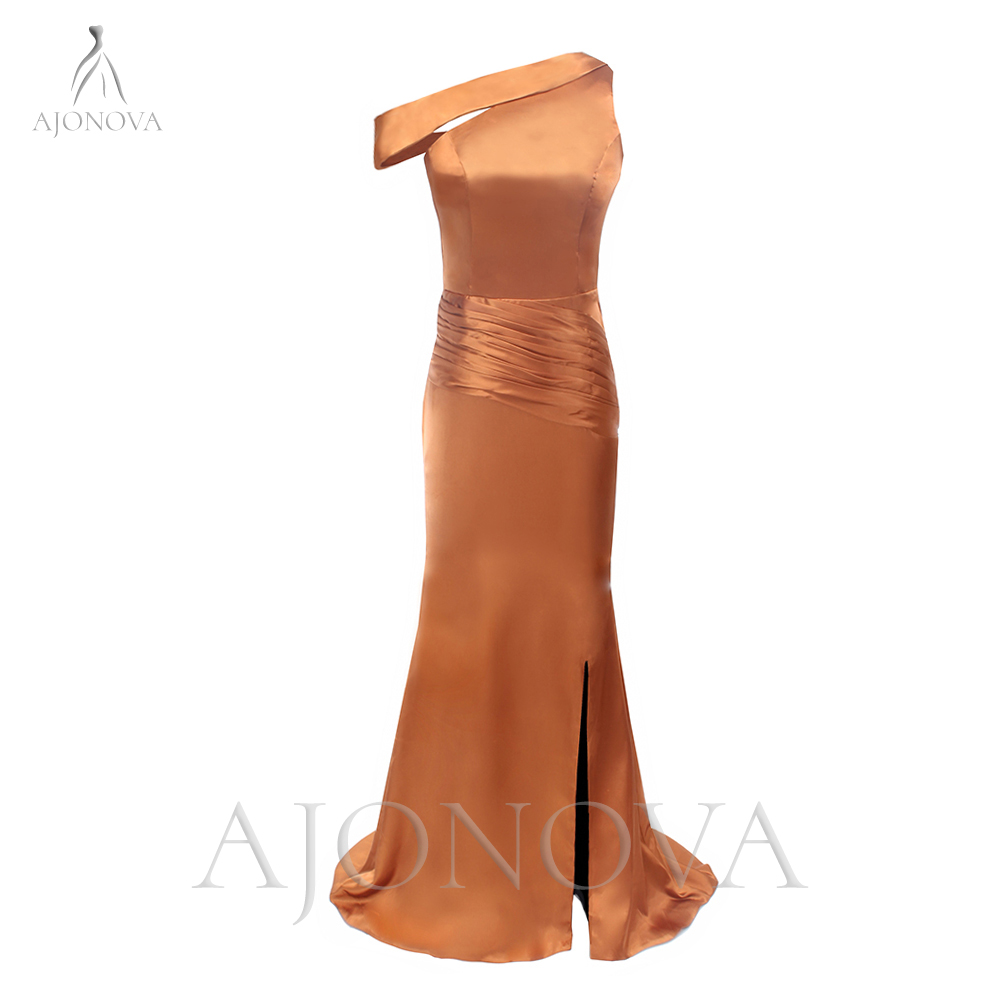 Burnt Orange Mermaid Bridesmaid Dresses Sexy Side Split Backless Satin Long Wedding Party Dress Elegant Miad of Honor Evening Wear BC11220