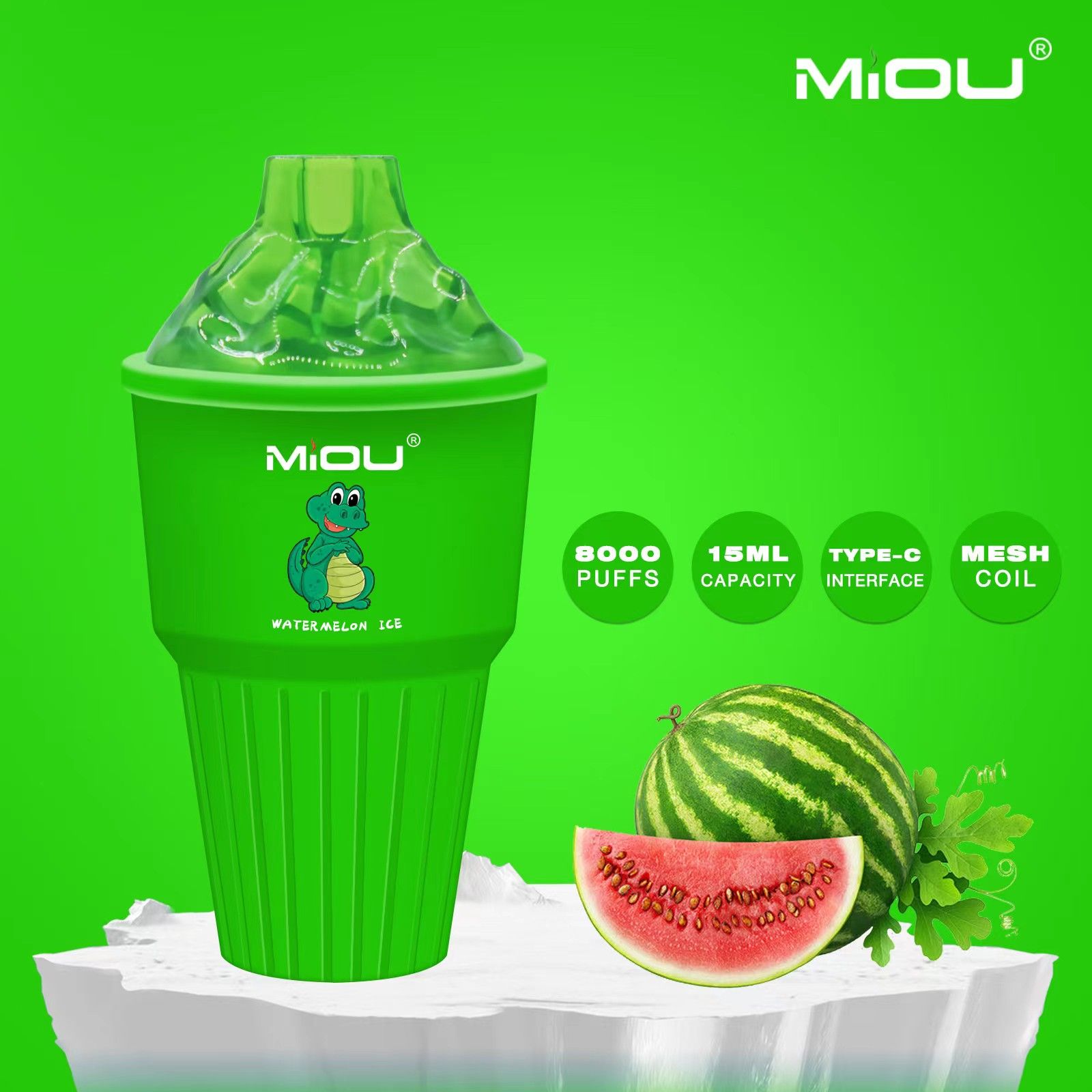 Disposable E Cigarettes MIOU 8000 Puffs Vape With Mesh Coil 650mAh Rechargeable Battery 15ml Puff Disposables Vapes Pen Ice cream cup bar
Disposable E Cigarettes MIOU 8000 Puffs Vape With Mesh Coil 650mAh Rechargeable Battery 15ml Puff Disposables Vapes Pen Ice cream cup bar