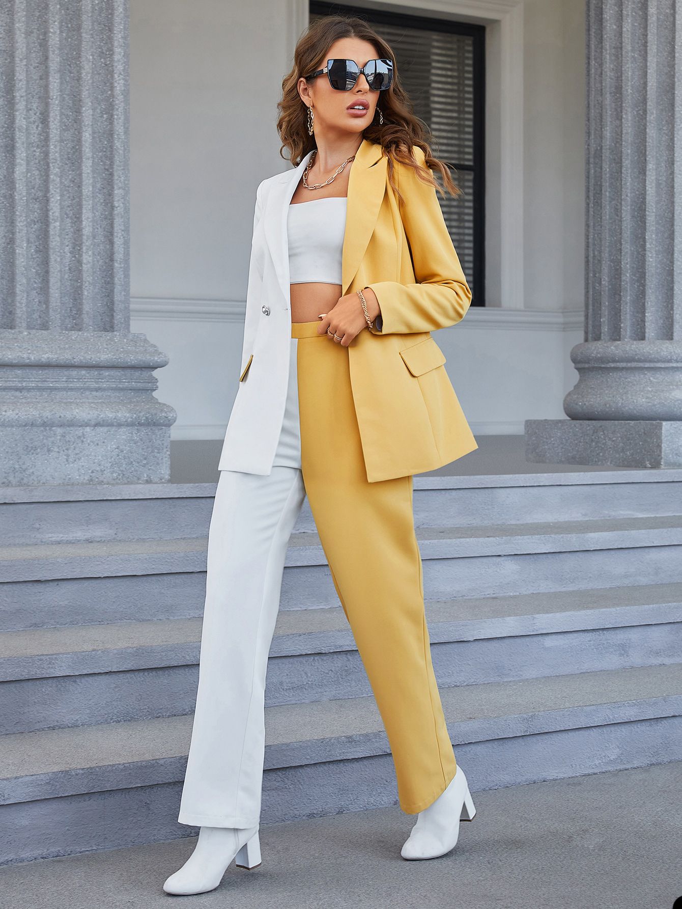 Spring Designer Women Pants Suits Color Matching Celebrity Mother of the Bride Wear Evening Party Wedding Formal 2 Pieces