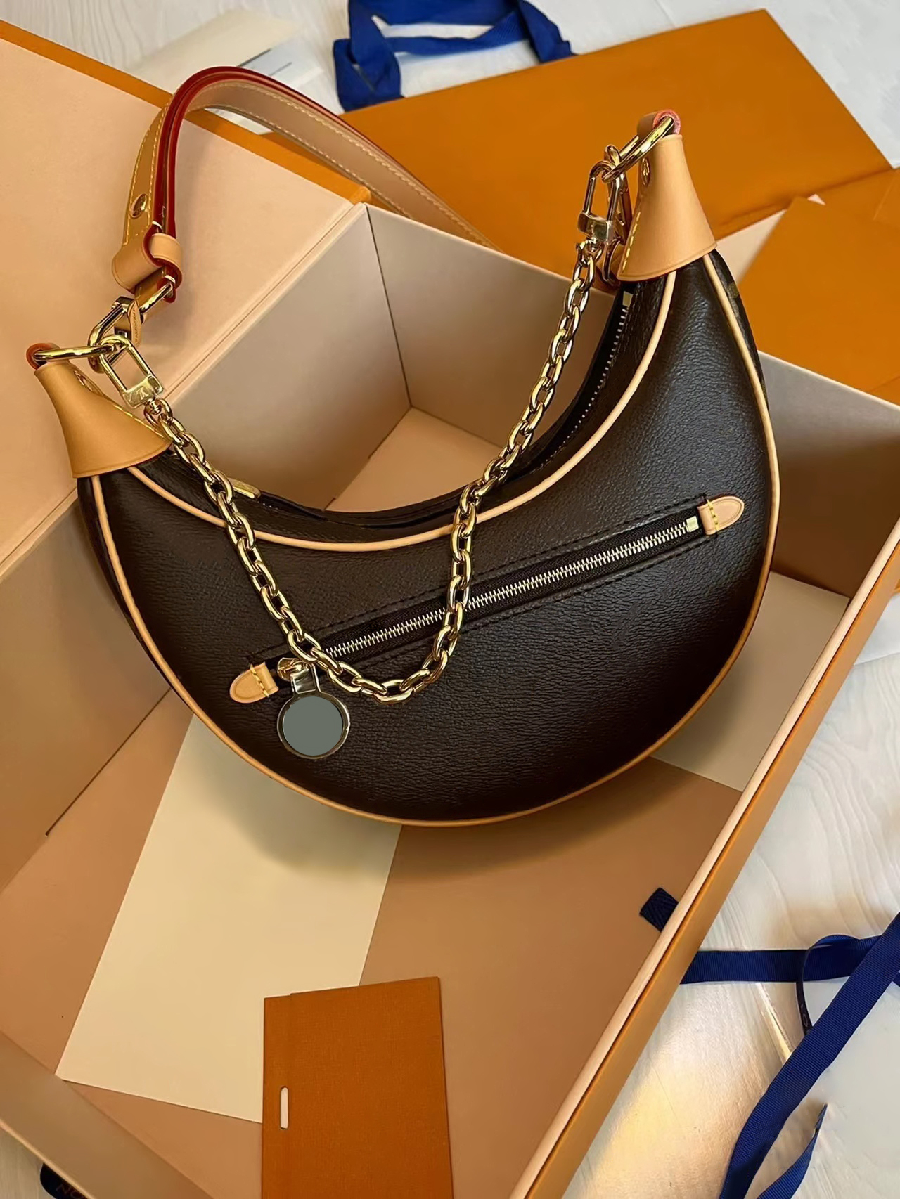 Classic LOOP half moon Bags Cowhide Luxury designer handbag M81098 crossbody handbags coach bag Fashion Circle zipper Cross Body mini tote purse