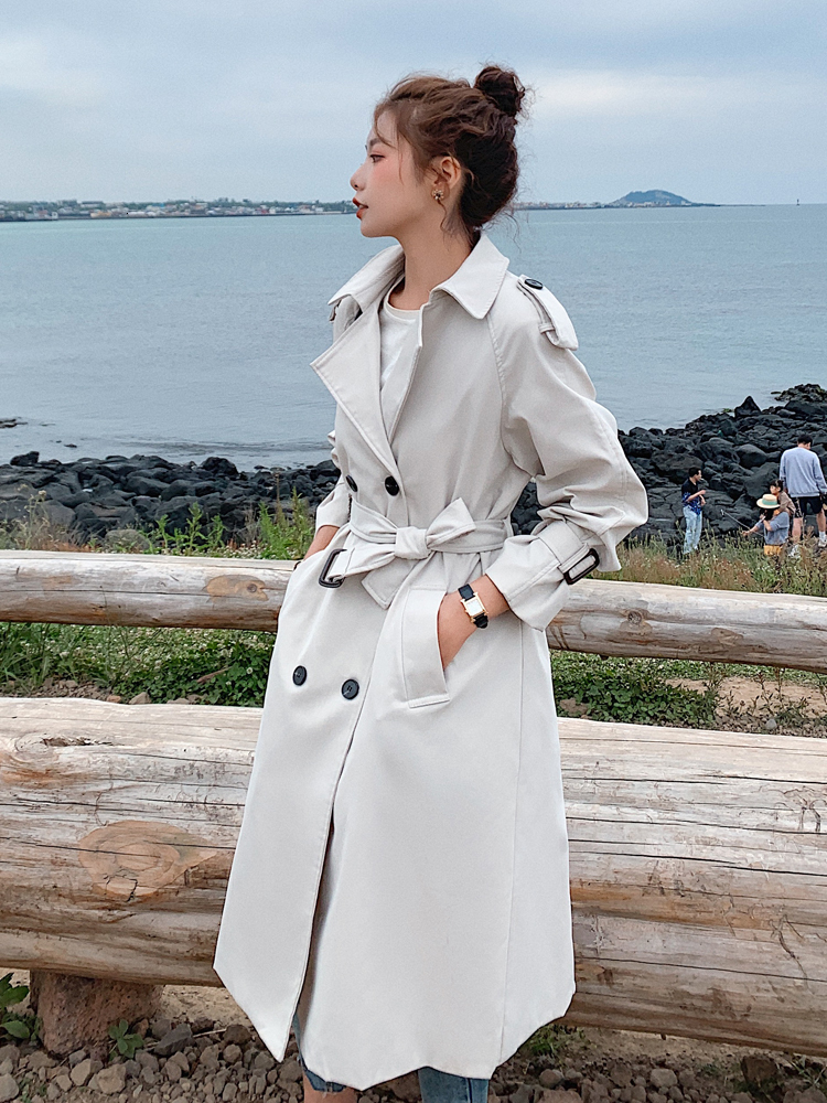 Women's Trench Coats Fashion Double-Breasted Women Trench Coat Long Belted Slim Lady Duster Coat Cloak Female Outerwear Spring Autumn Clothes 230