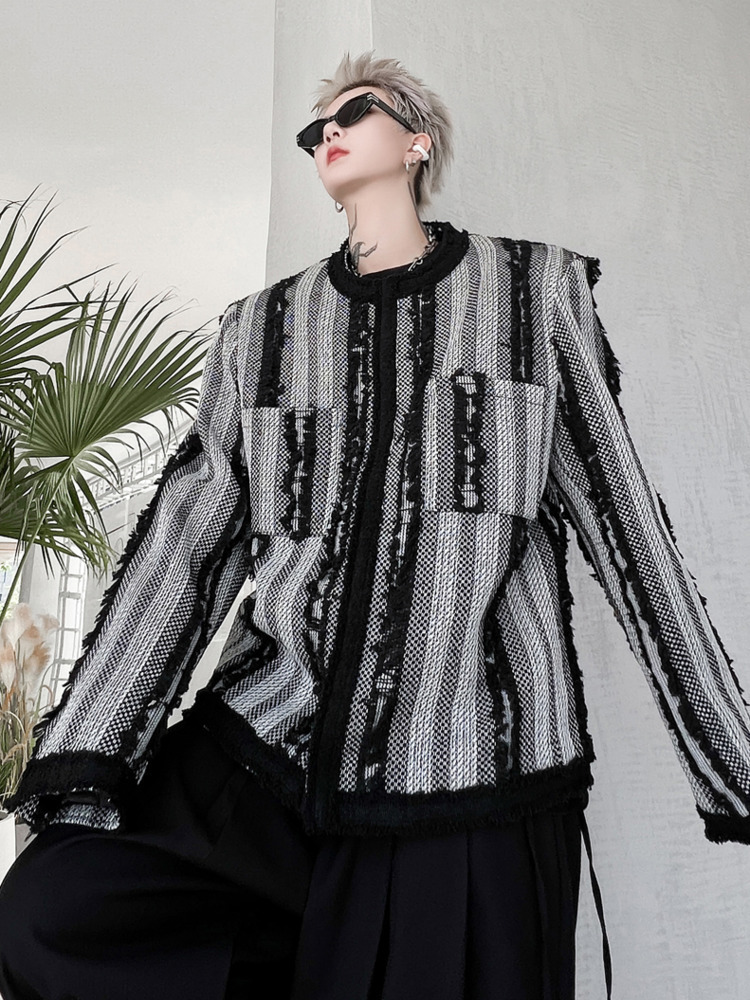 Men's Jackets SYUHGFA Wear 2023 Autumn Winter Round Collar Thickening Big Pocket Jacket Loose Coat Single Breasted 230130