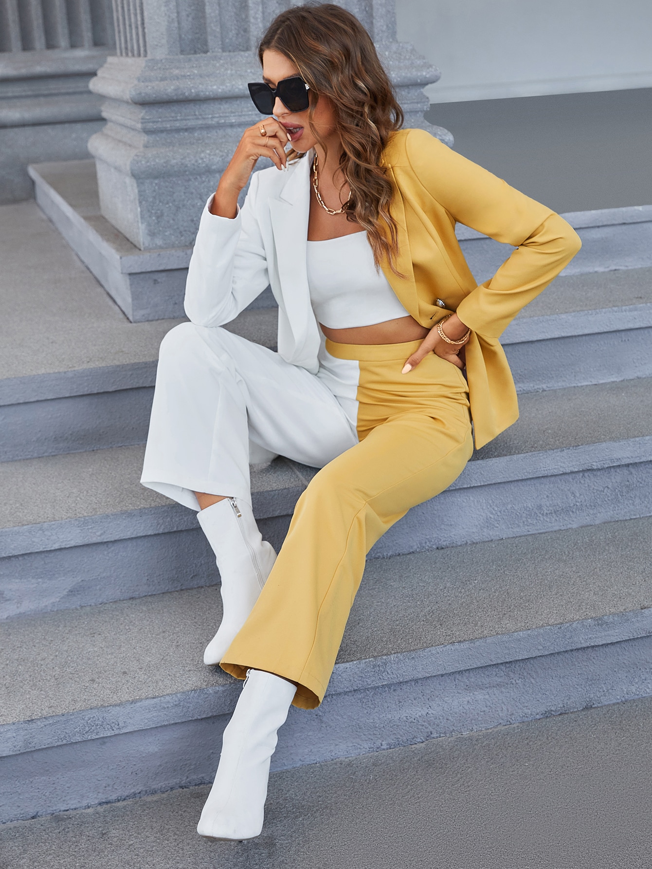 Spring Designer Women Pants Suits Color Matching Celebrity Mother of the Bride Wear Evening Party Wedding Formal 2 Pieces