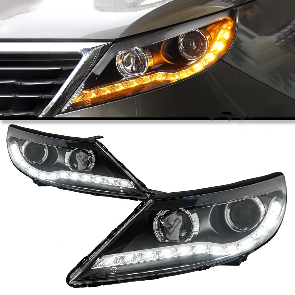 Head Lights LED Style Replacement DRL Daytime lights For KIA Sportage R 2010-2014 Turn Signal Headlights