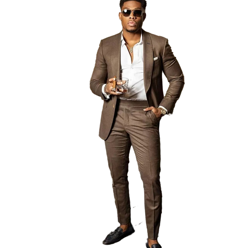 Slim Fit Men Suits 2 Pieces Wedding Tuxedos Two Buttons Groom Wear Groomsmen Suit Blazer Set Formal Party Prom Business Jackets Pants