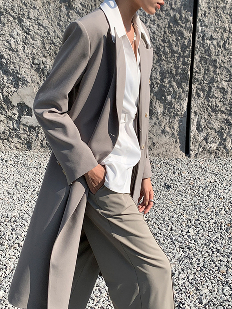 Women's Trench Coats DEAT Fashion Women's Trench Coat Laple Loose Patchwork Single Button Long Sleeve Windbreaker Female Autumn 17A2732 2301