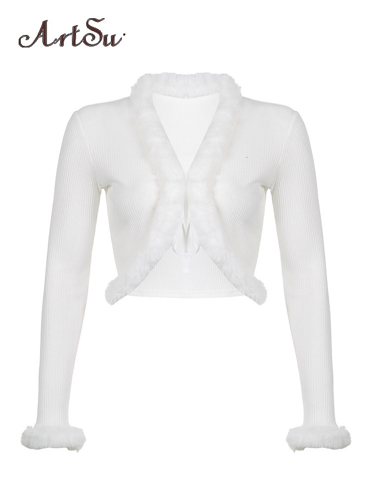 Women's TShirt Artsu Ribbed Split Lace Up White Long Sleeve Cropped Tshirt Top Autumn Sexy Casual V Neck Tee Shirt Women Feather 230130