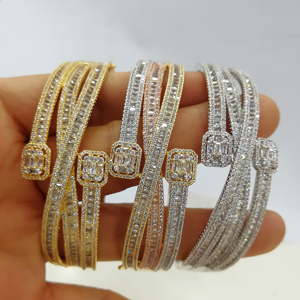 Bangle GODKI Maxi Size Crossover 3 colors Bracelet For Women Wedding Party Zircon Crystal Engagement DUBAI Bridal Jewelry Gifts 230130