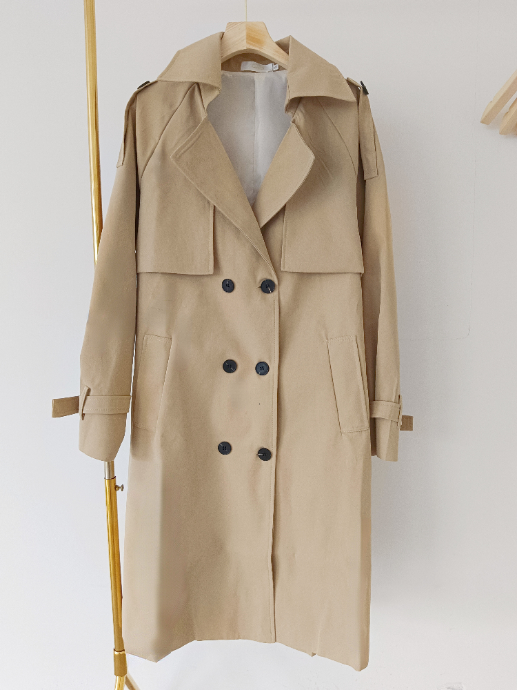 Womens Trench Coats Winter Clothes Women Solid Color Lapels Double Row Buttons Long Windbreaker Womens Work Jacket Trench Coat for Women Tops 230130
