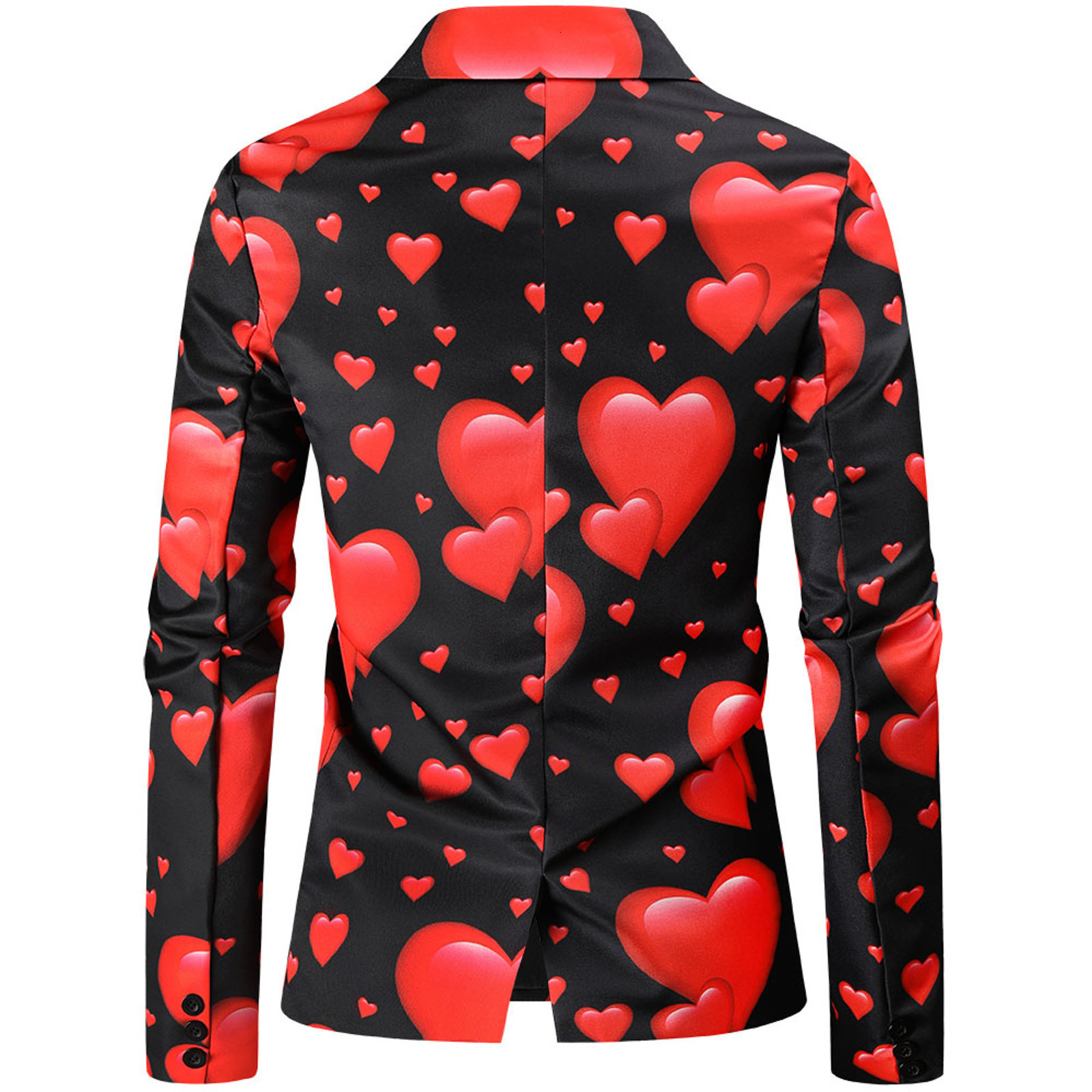Men's Suits Blazers Valentine's Gift Men's Fashion Suit Party Coat Casual Slim Fit Blazer Buttons Suit 3D heart Print Painting Blazers 