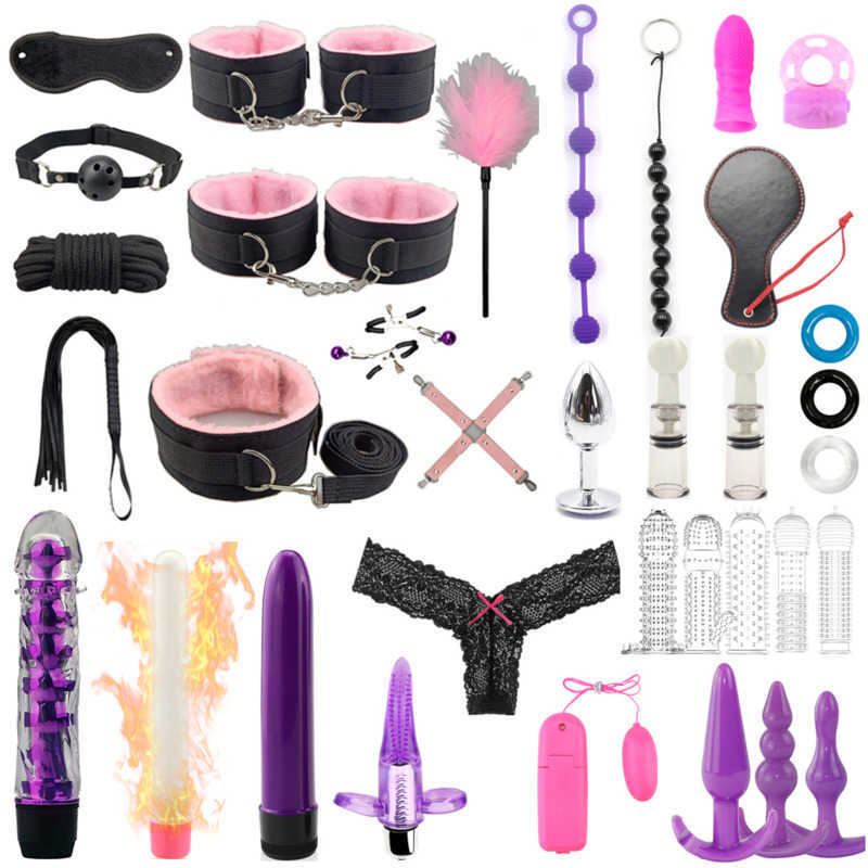 Nxy kits de sexe pour femmes pour femmes hommes menottes érotiques whip jouet anal plug bdsm bondage set jeux sm Products 1201