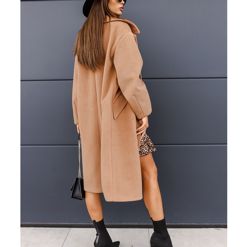 Women's Wool Blends Autumn Winter Fashion Solid Long Coats Women Casual Vintage Double-breasted Suit Collar Long Woolen Pockets Overcoats Coat 23