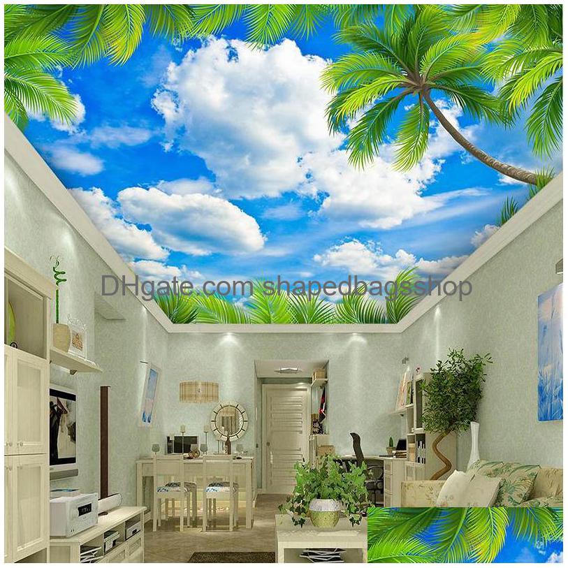 Wallpapers Custom Green Leaves Blue Sky White Clouds Zenith Ceiling 3D Fresco Modern Bedroom Living Room Decoration Mural Wallpaper Dhamo, See show
Wallpapers Custom Green Leaves Blue Sky White Clouds Zenith Ceiling 3D Fresco Modern Bedroom Living Room Decoration Mural Wallpaper Dhamo, See show