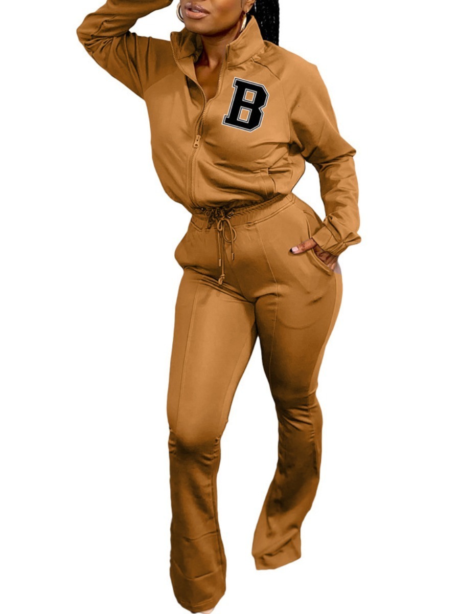 Women's Plus Size Tracksuits LW Kangaroo Pocket Flared Tracksuit Set 2 Piece Women Fall Clothes Sweatsuit Joggers Outfit Zip Top Sweatpants 23013