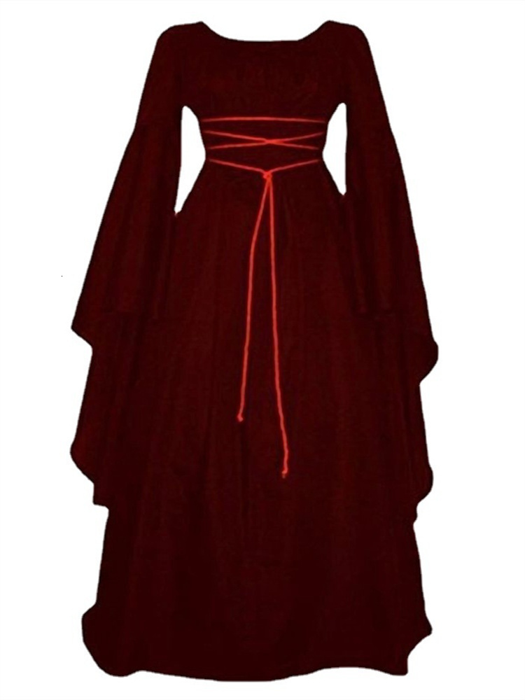 Casual Dresses Vintage Style Women Medieval Gothic Floor Length Cosplay Retro Long Gown Woman Clothes 230130