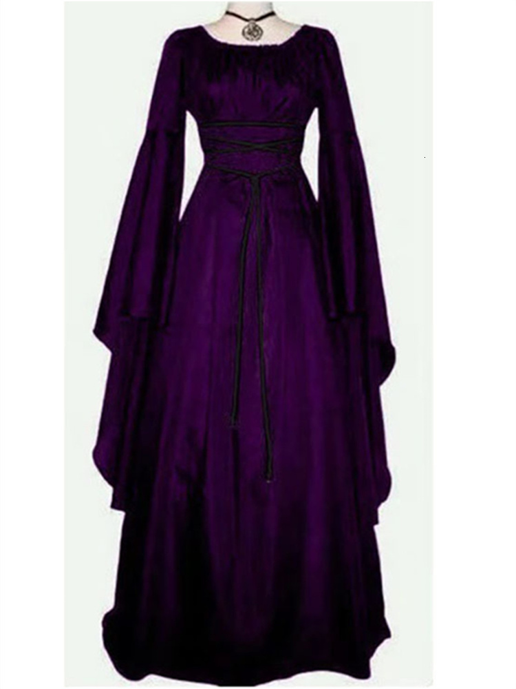 Casual Dresses Vintage Style Women Medieval Gothic Floor Length Cosplay Retro Long Gown Woman Clothes 230130