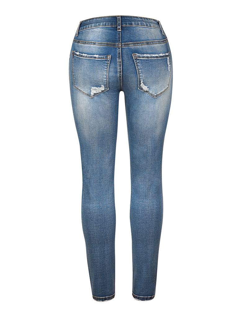 Women Jeans Hole High Waist Skinny Stretch Ripped Jeans Destroyed Denim Pants