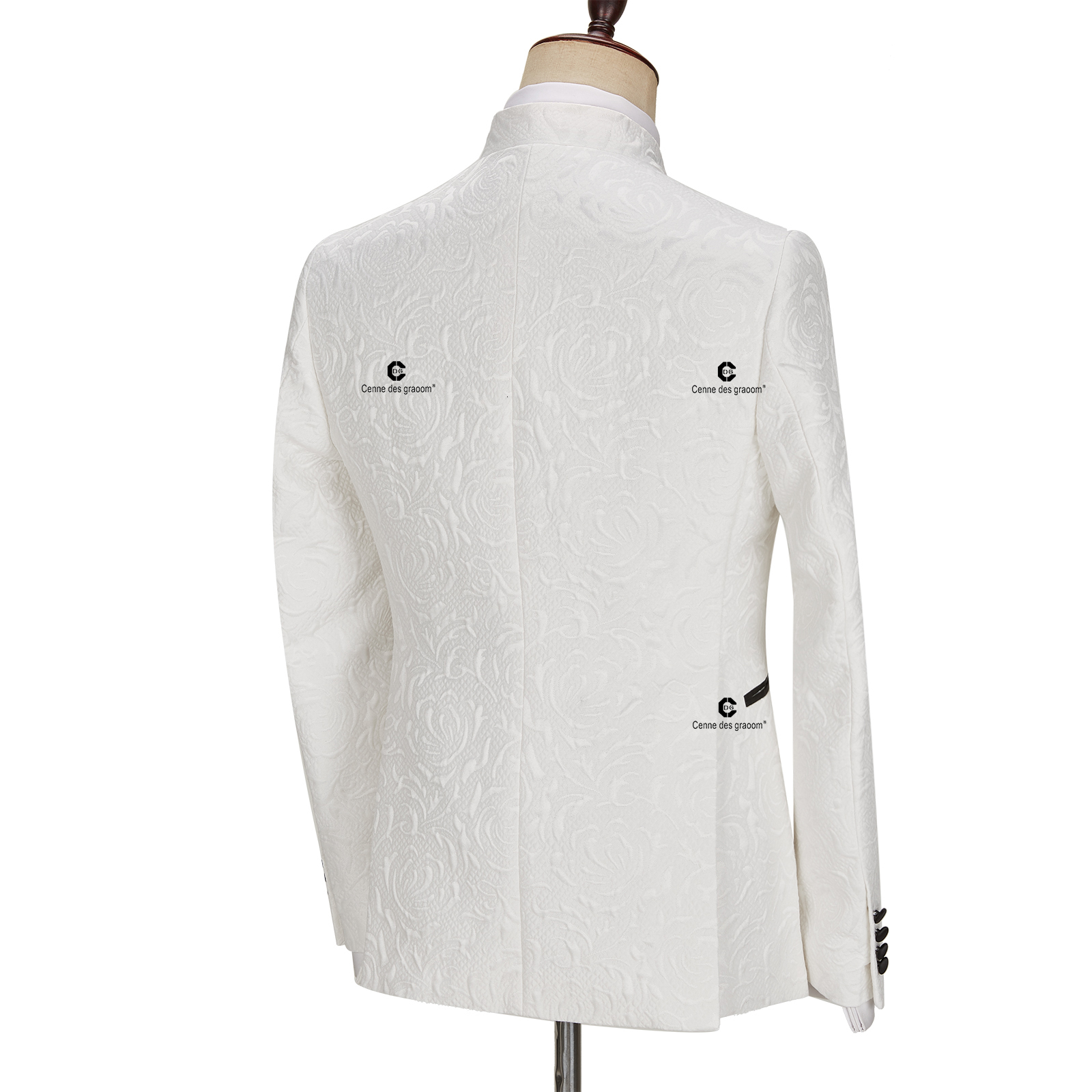 Men's Suits Blazers Cenne Des Graoom Wedding Formal Suits For Men Ivory Paisley Blazer Black Tuxedo Pants With Neck Tie 4 Piece Dinner Party 2301