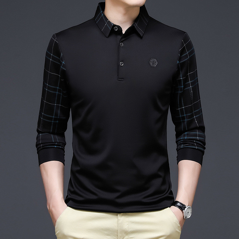 Men's Polos Ymwmhu Fashion Solid Polo Shirt Men Korean Fashion Clothing Long Sleeve Casual Fit Slim Man Polo Shirt Button Collar Tops 230130