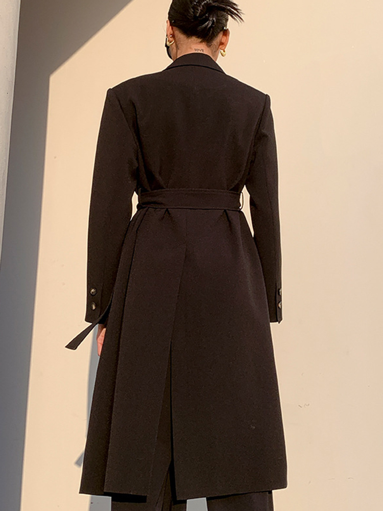 Women's Trench Coats DEAT Fashion Women's Trench Coat Laple Loose Patchwork Single Button Long Sleeve Windbreaker Female Autumn 17A2732 2301