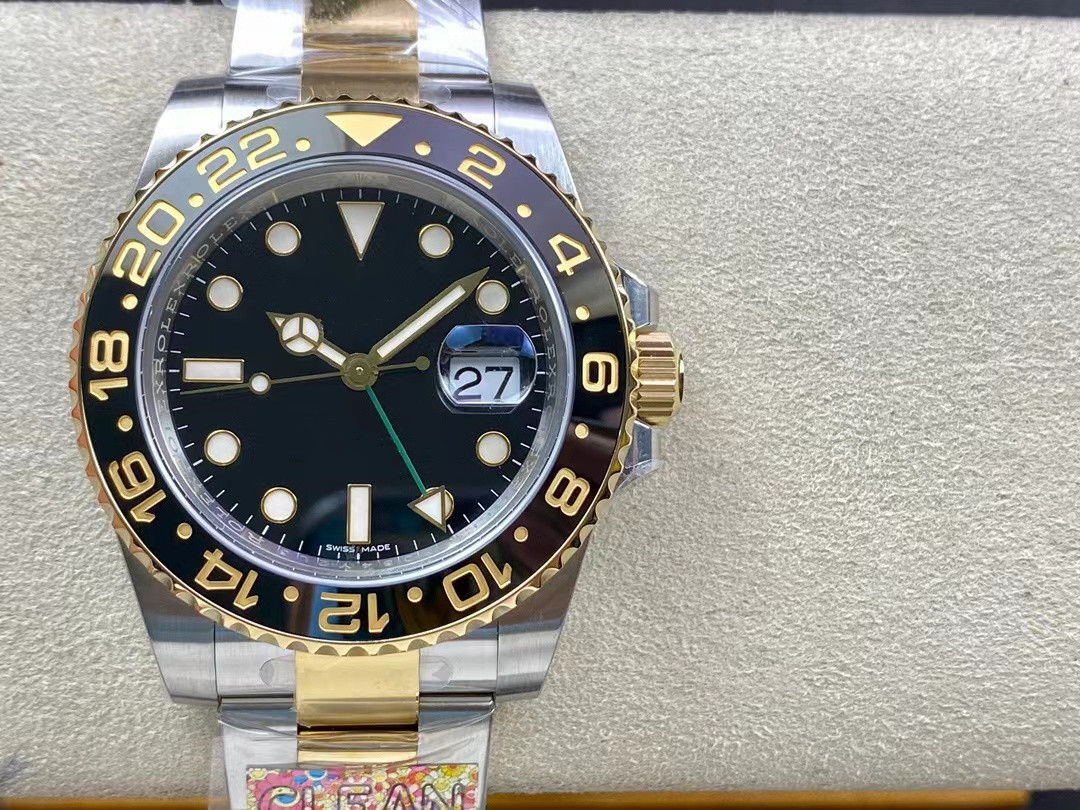 Clean Factory Watch 40mm diameter with GMT 3186 movement Sapphire Crystal Mirror 904L refined steel case with waterproof features, As shown