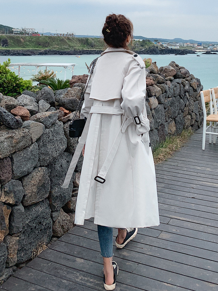 Women's Trench Coats Fashion Double-Breasted Women Trench Coat Long Belted Slim Lady Duster Coat Cloak Female Outerwear Spring Autumn Clothes 230