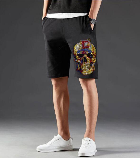 Men's Shorts Summer Casual Skull Men Straight Male Fashion Cotton Beach Short drill Plus Size 4XL 230130