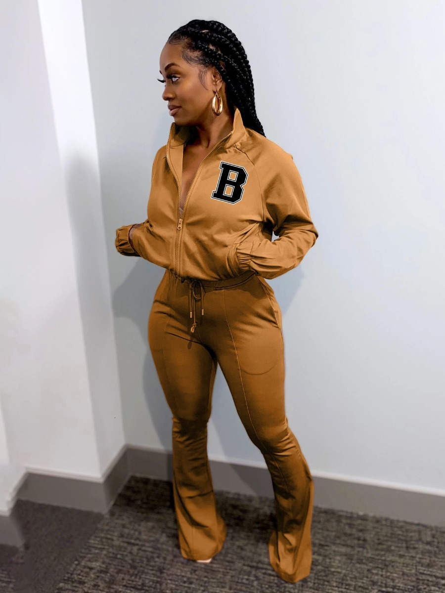 Women's Plus Size Tracksuits LW Kangaroo Pocket Flared Tracksuit Set 2 Piece Women Fall Clothes Sweatsuit Joggers Outfit Zip Top Sweatpants 23013